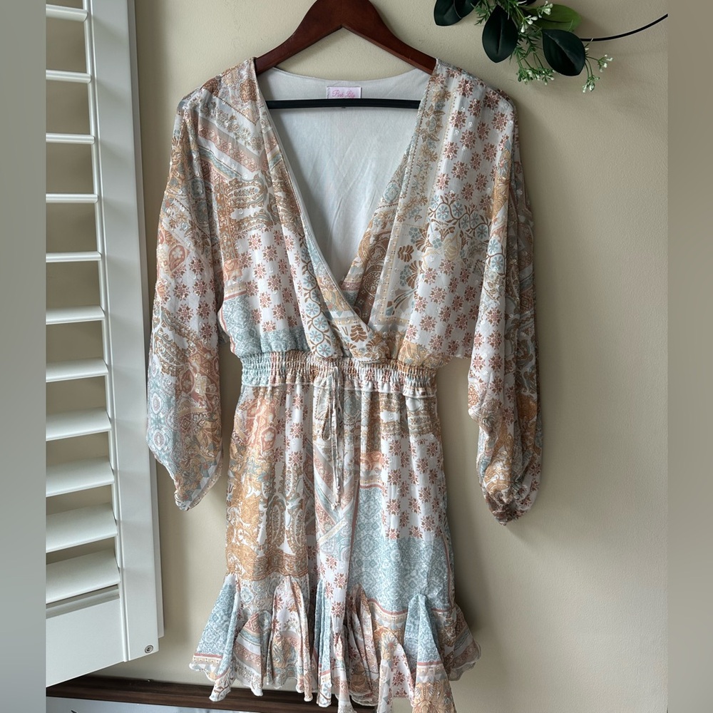 Pink Lily Bohemian V-Neck Dress